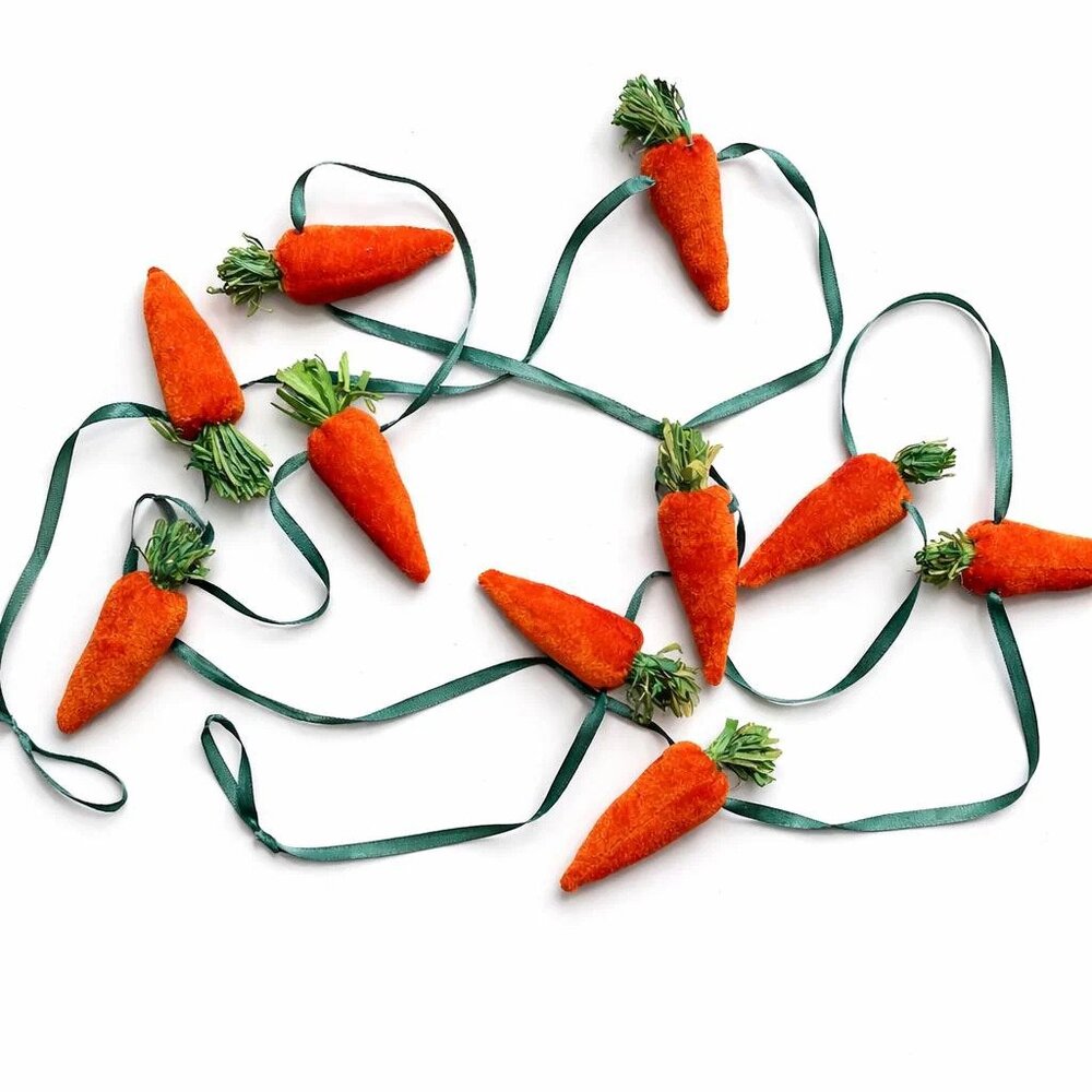Velvet Carrot Garland | 90 Inch Easter Spring Decor